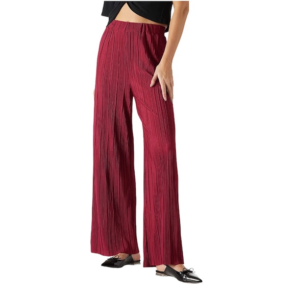 Beautiful Bordeaux Pleated Palazzo Wide Leg Pants by Jessica Simpson Size - Picture 1 of 9